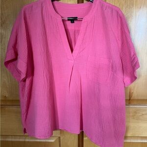 J Crew Pink 100% Cotton Gauze Popover Top